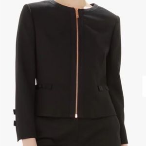 Black Ted Baker Nadae Cropped Bow Detail Textured Jacket Size Ted Baker 3US 8-10